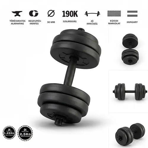GazoFitness® Állítható 14 kg-os Kézi Súlyzó (Menetes Súlyzórúddal)