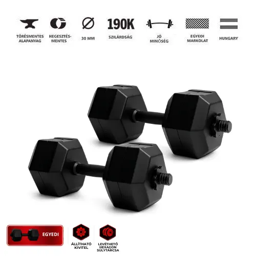 GazoFitness® Állítható Hexagon Kézi Súlyzó – 2×13,5 kg(Összesen: 27 kg)