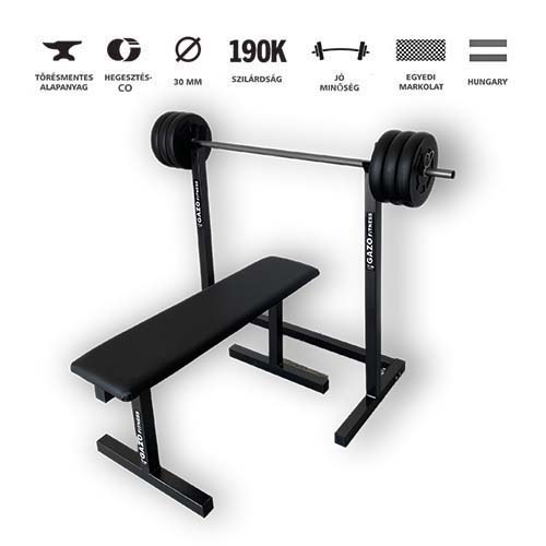 GazoFitness®Állvány + Pad/Fekvenyomó pad/ + Kétkezes súlyzó Össz 35kg