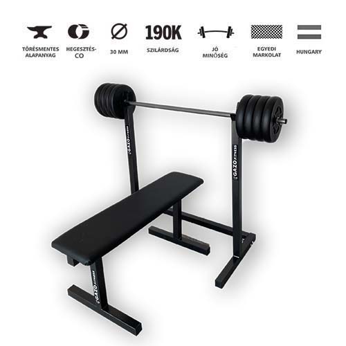 GazoFitness®Állvány + Pad/Fekvenyomó pad/ + Kétkezes súlyzó Össz 45kg