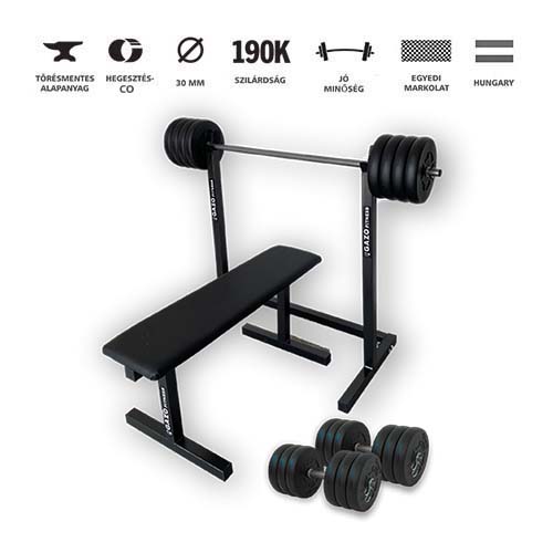 GazoFitness®Állvány + Pad + Hardcore Csomag /Össz 75 Kg /