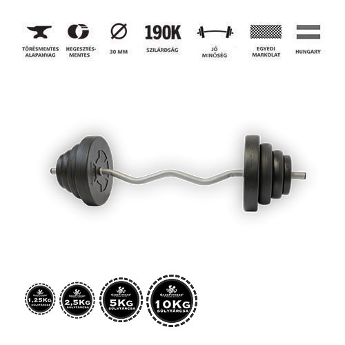 GazoFitness® Hardcore Készlet Francia Rudas 66,5 Kg (Menetes kézisúlyzórúddal) – 4. kép