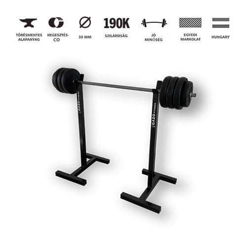 GazoFitness® Hardcore Készlet (Mobil Súlytartó állvány + Egyenes rudas súlyzó 39 Kg)