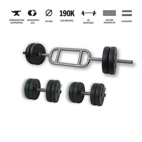 GazoFitness® Hardcore Szett Bicepsz-Tricepsz Rudas 45 Kg