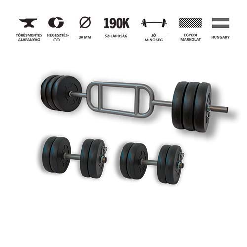 GazoFitness® Hardcore Szett Bicepsz-Tricepsz Rudas  55 Kg