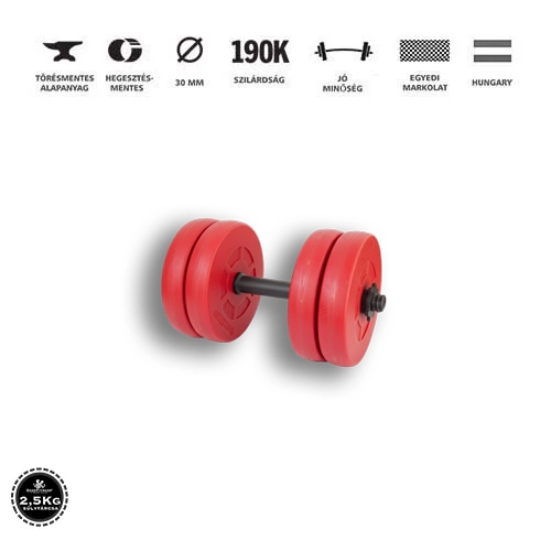 GazoFitness® Kézi Súlyzó 1x11,5Kg(Össz:11,5Kg)Piros
