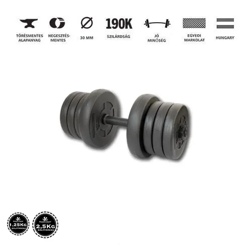GazoFitness® Kézi Súlyzó 1x15Kg(Össz:15Kg)Menetes súlyzórúddal