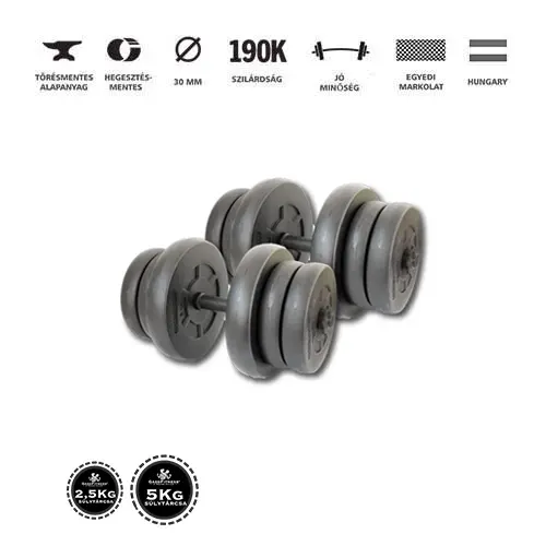 GazoFitness® Kézi Súlyzó 2 x 21,5Kg.(Össz: 43Kg.)Menetes súlyzórúddal