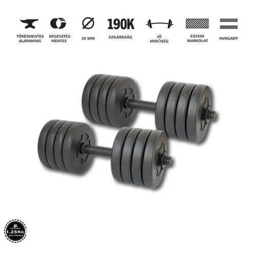 GazoFitness® Kézi Súlyzó 2x 11,5 Kg.(Össz:23Kg.)Menetes súlyzórúddal