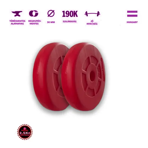 GazoFitness® Súlytárcsa 2x2,5 Kg (5 kg) (Piros)