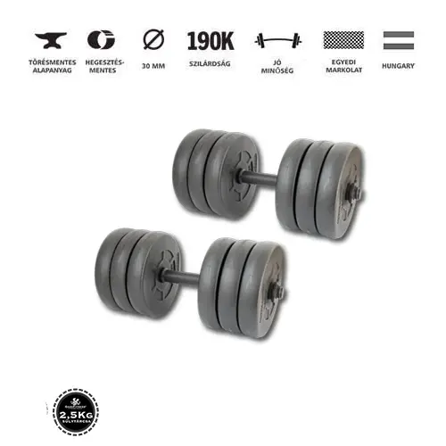KIEMELT AKCIÓ! GazoFitness® Kézi Súlyzó 2 x 16,5Kg.(Össz: 33Kg.)Menetes súlyzórúddal